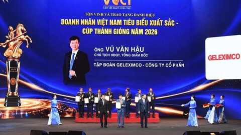 Chủ tịch HĐQT, Tổng giám đốc Geleximco được vinh danh Doanh nhân Việt Nam tiêu biểu xuất sắc - Cúp Thánh Gióng 2026